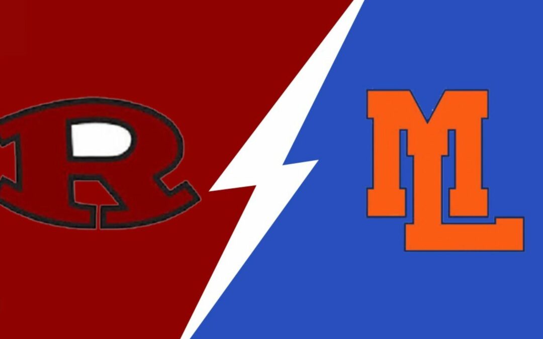 The Mountain Lakes High School and Ridgewood High School logos side by side, separated by a diagonal lightning bolt.